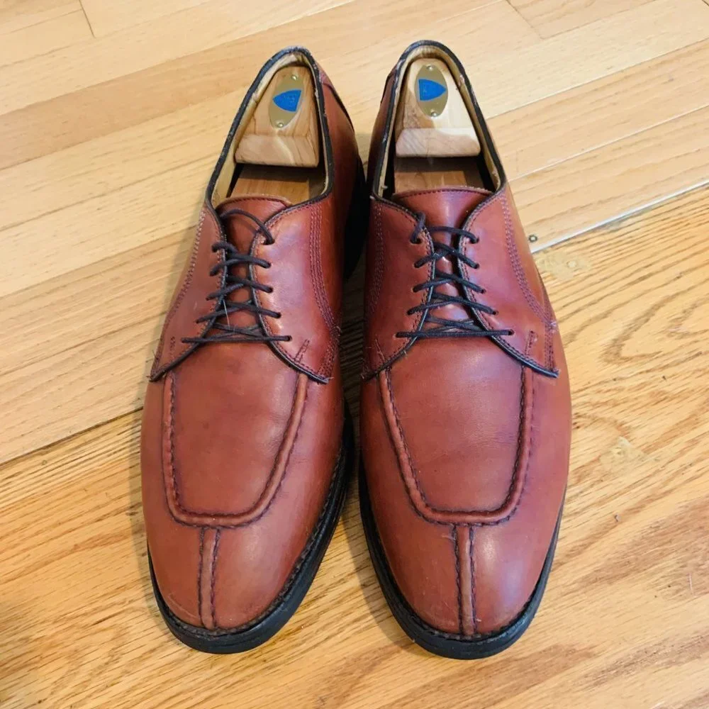 Allen Edmonds Dellwood Brown Leather Split Toe Oxfords Lace Up Men's Shoes 11